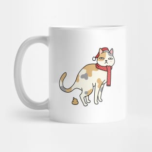 Christmas Calico Cat Pooping Mug